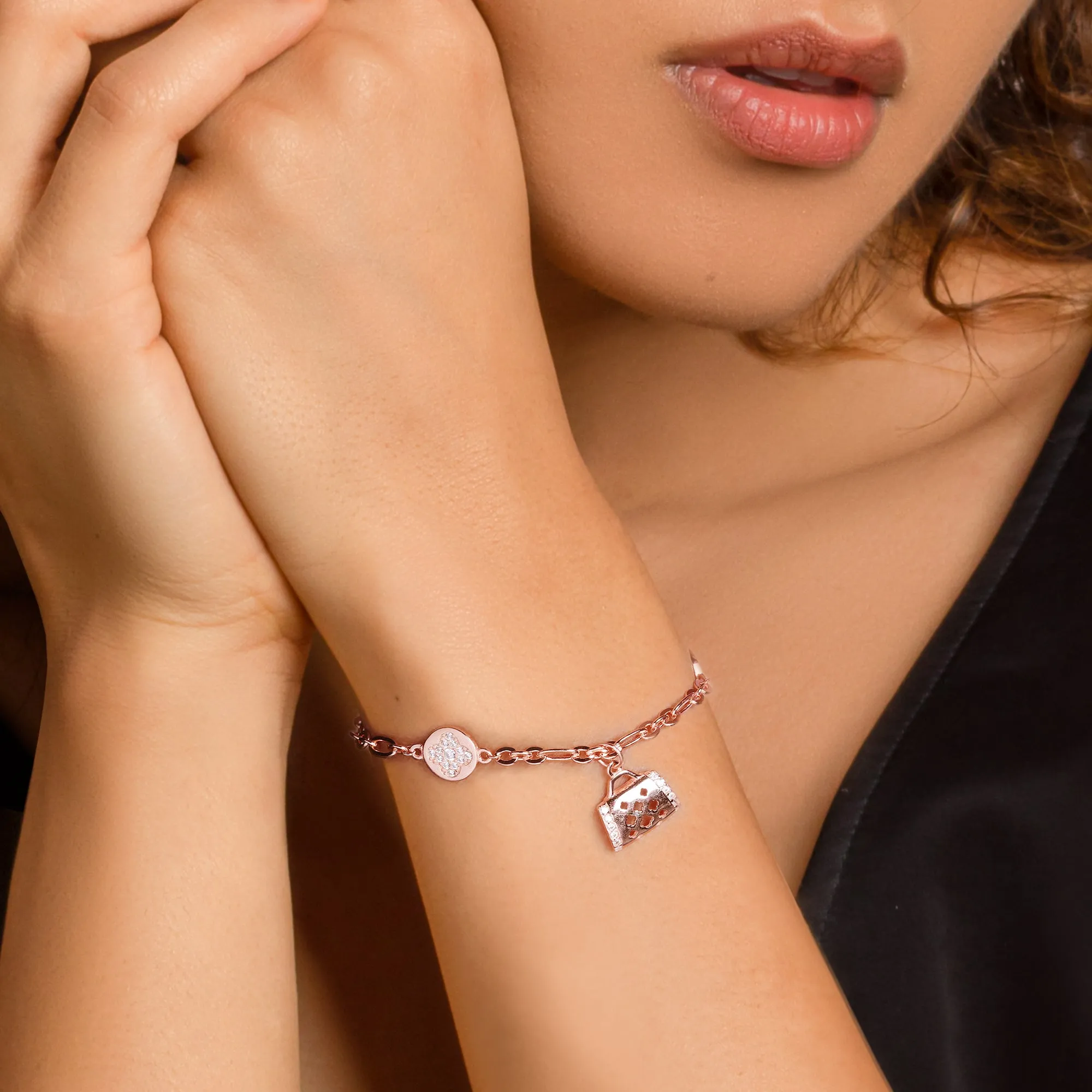 Rose Gold Weave Charm Bracelet Giva