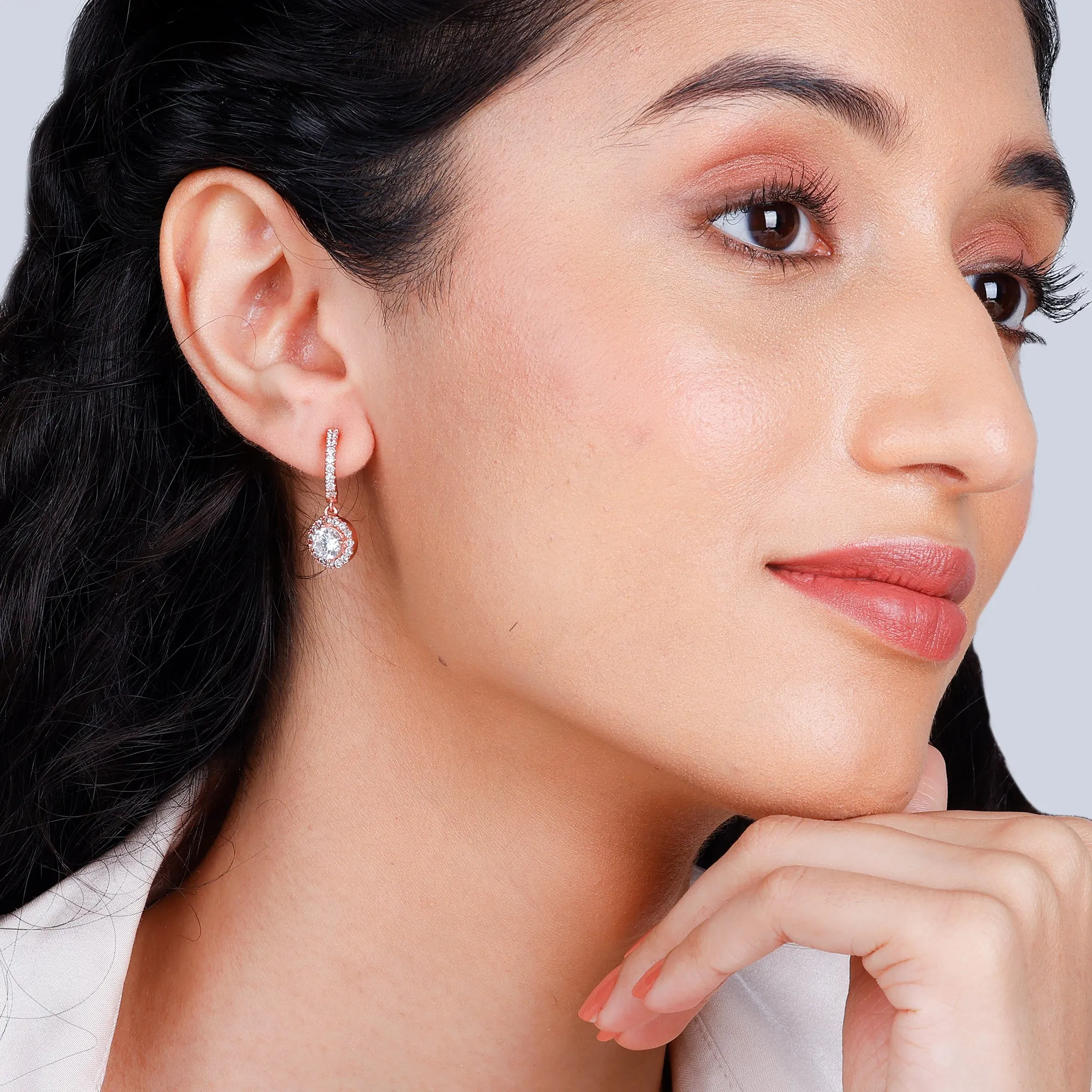 Rose Gold Zircon Drizzle Drop Earrings Giva