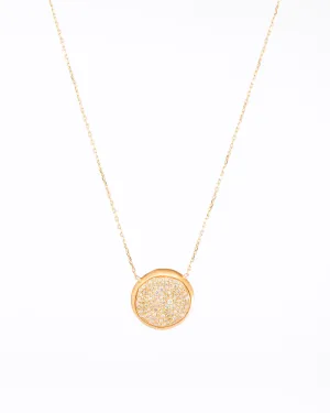 Round 18K Gold, Whitegold or Rosegold Necklace w. Diamonds