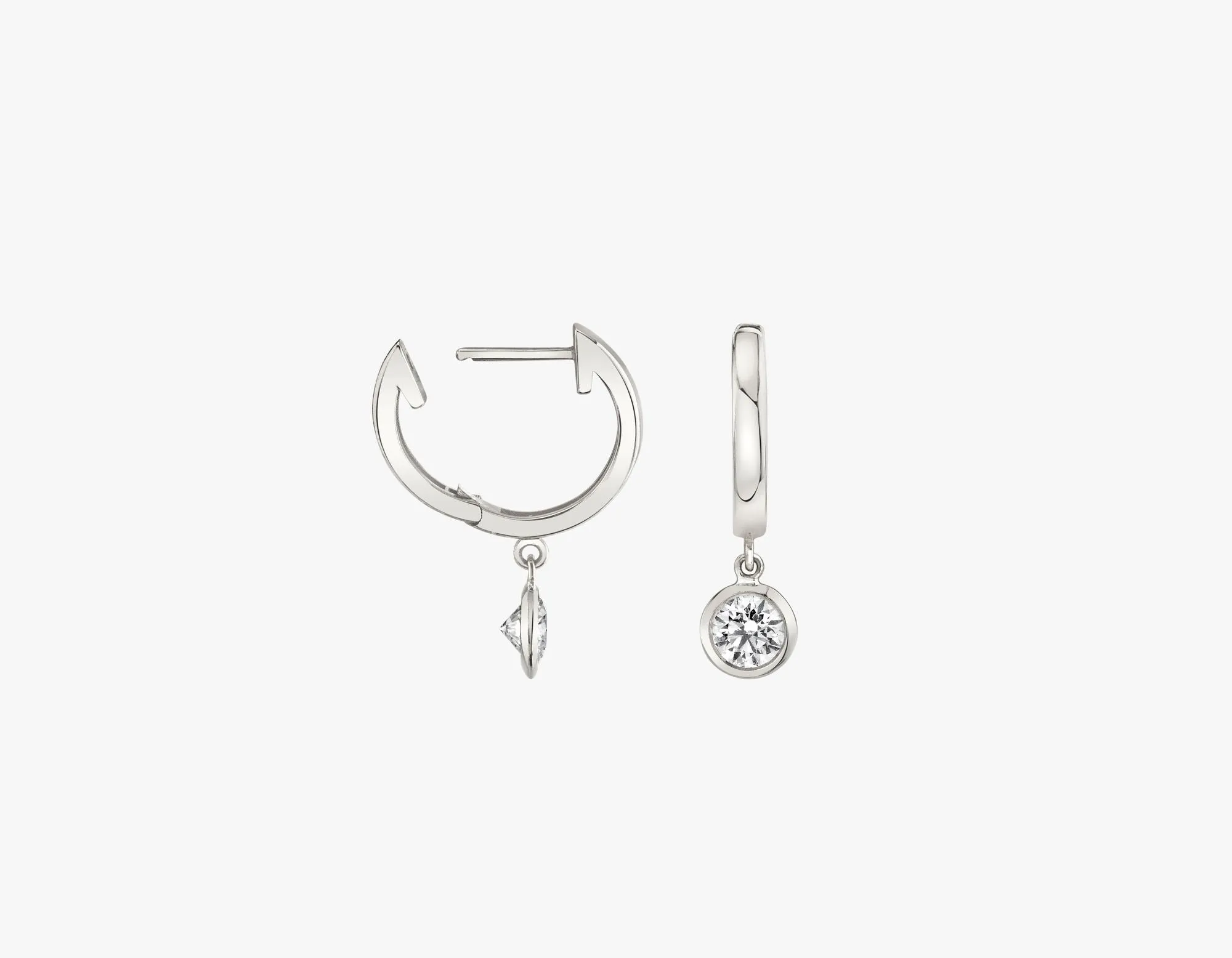 Round Bezel 14K Whitegold Huggie w. Lab-Grown Diamonds