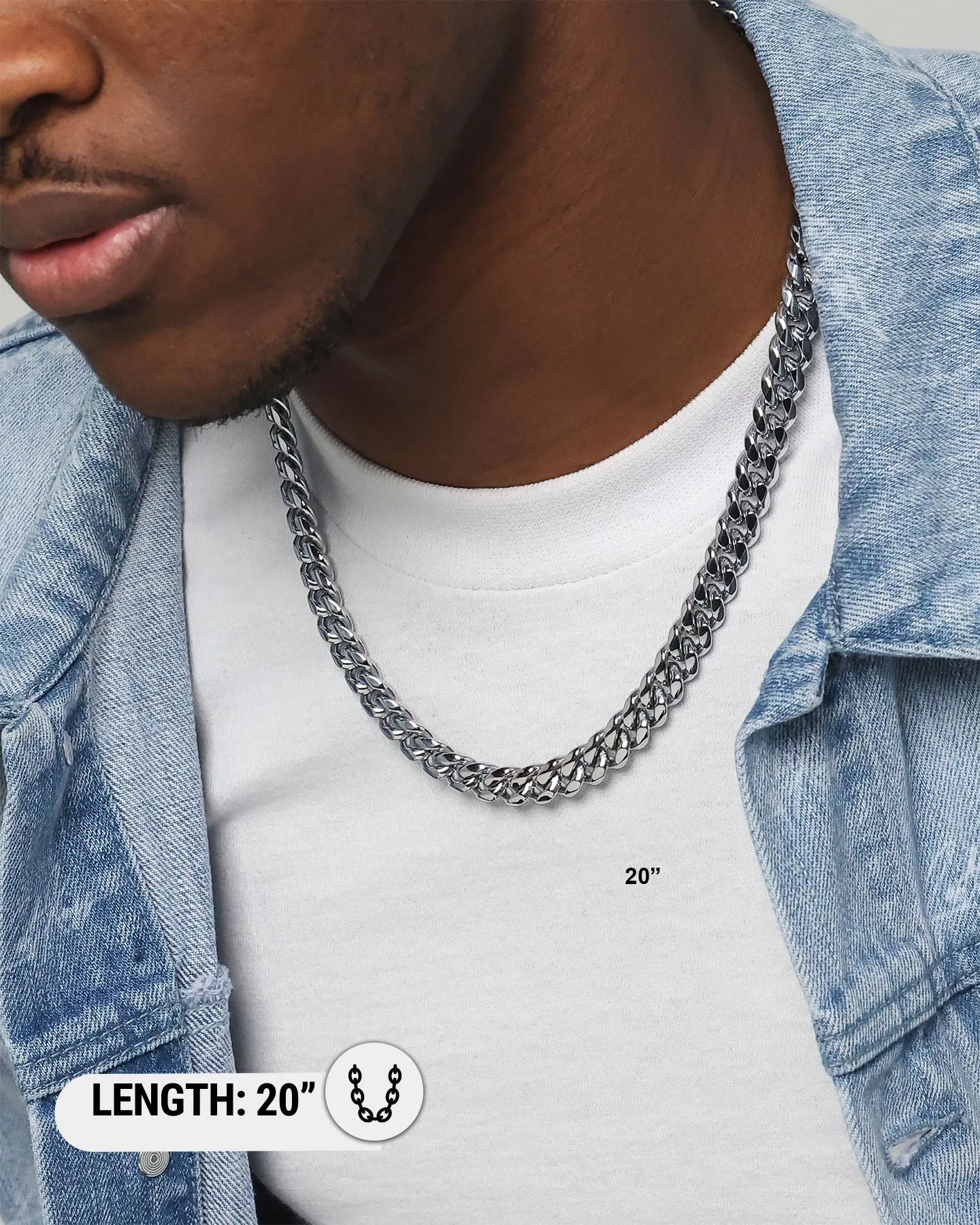 Saint Morta 10mm Cuban Chain White Gold
