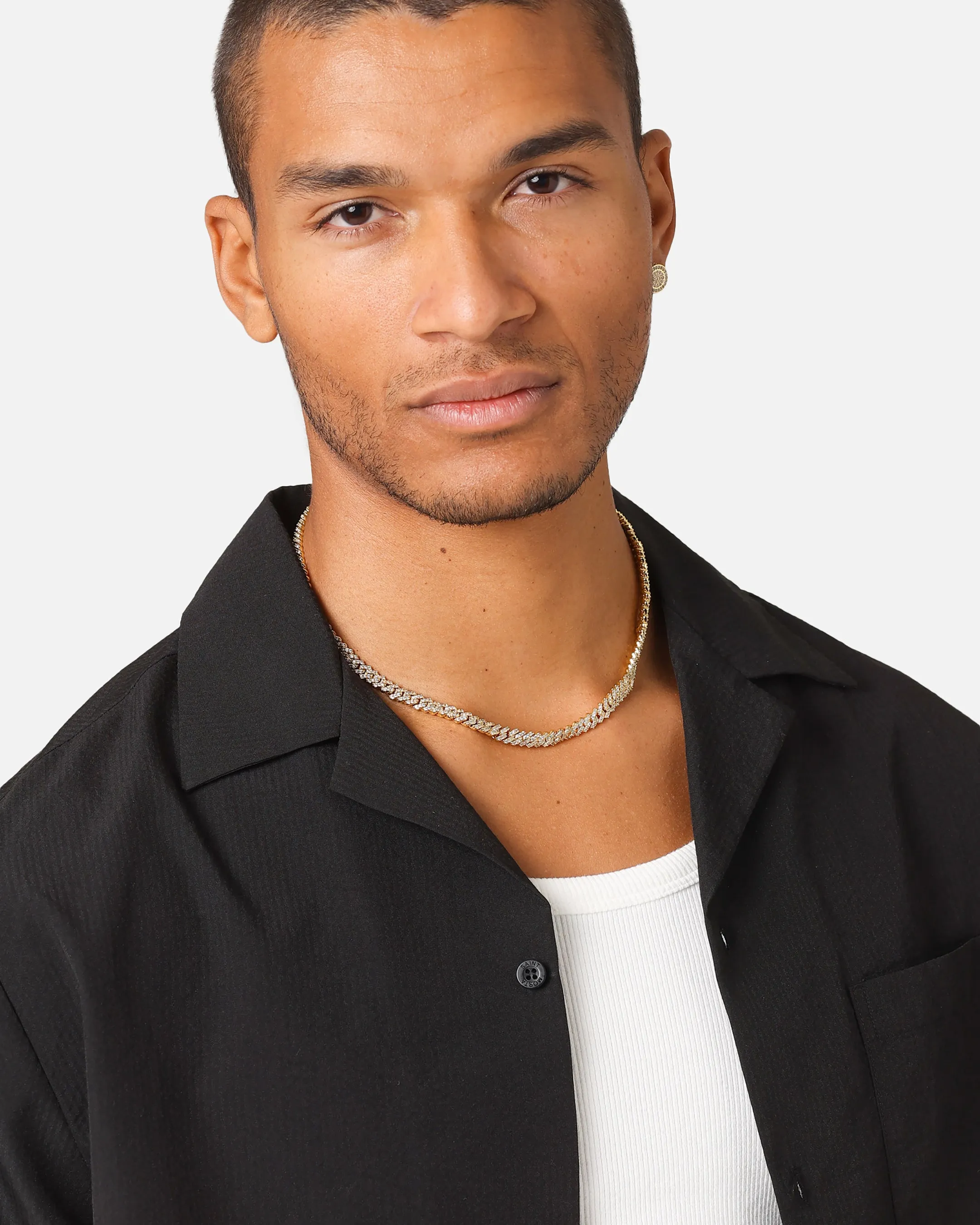 Saint Morta 6mm Iced Cuban Prong Chain Iced Gold