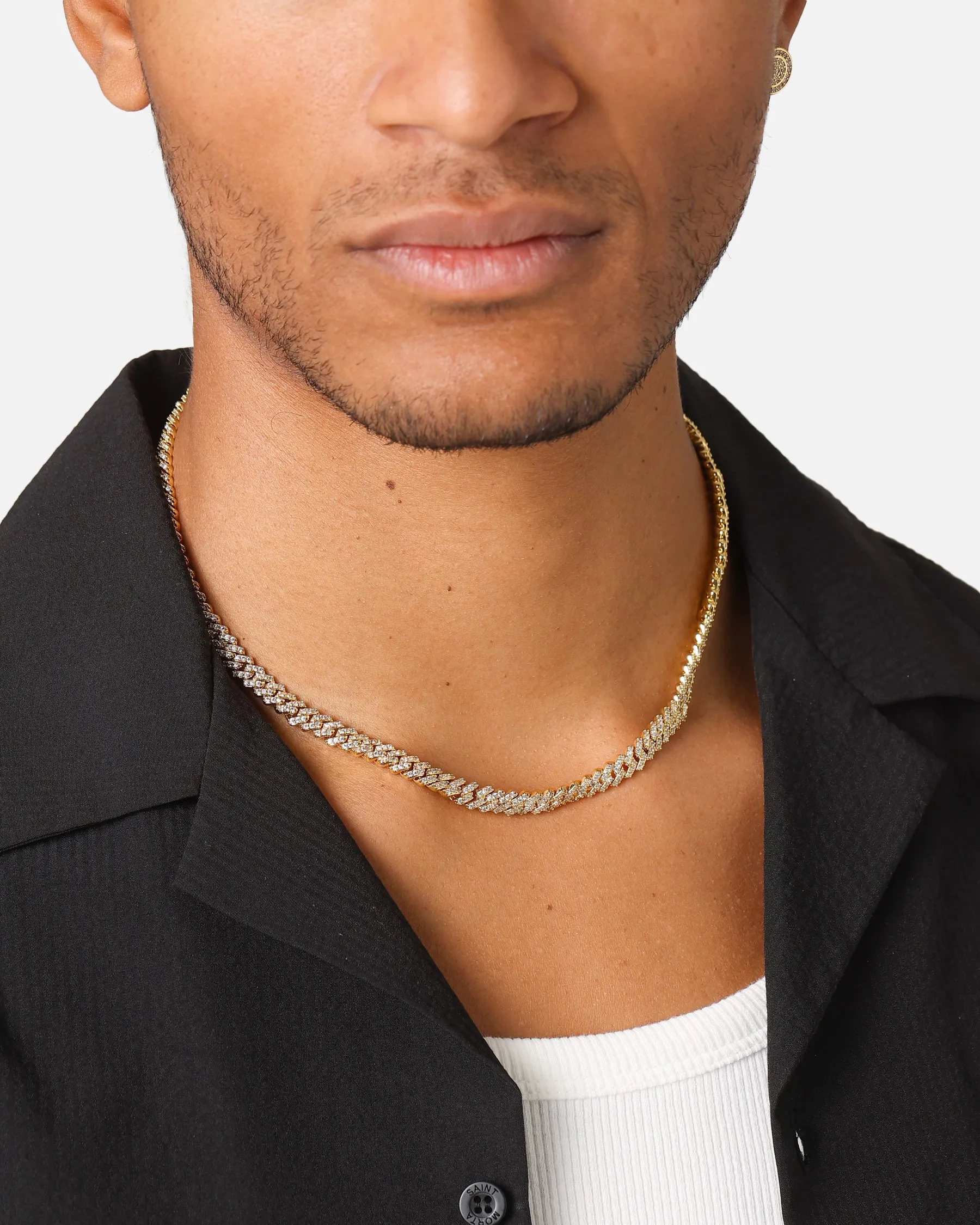 Saint Morta 6mm Iced Cuban Prong Chain Iced Gold