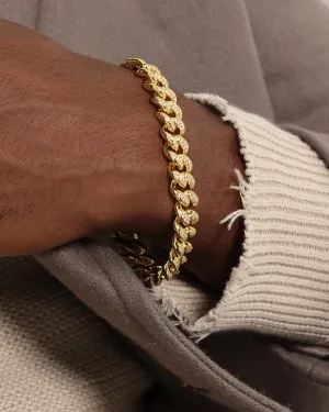 Saint Morta Diamond 8" Cuban Link Bracelet 12MM Gold Plated