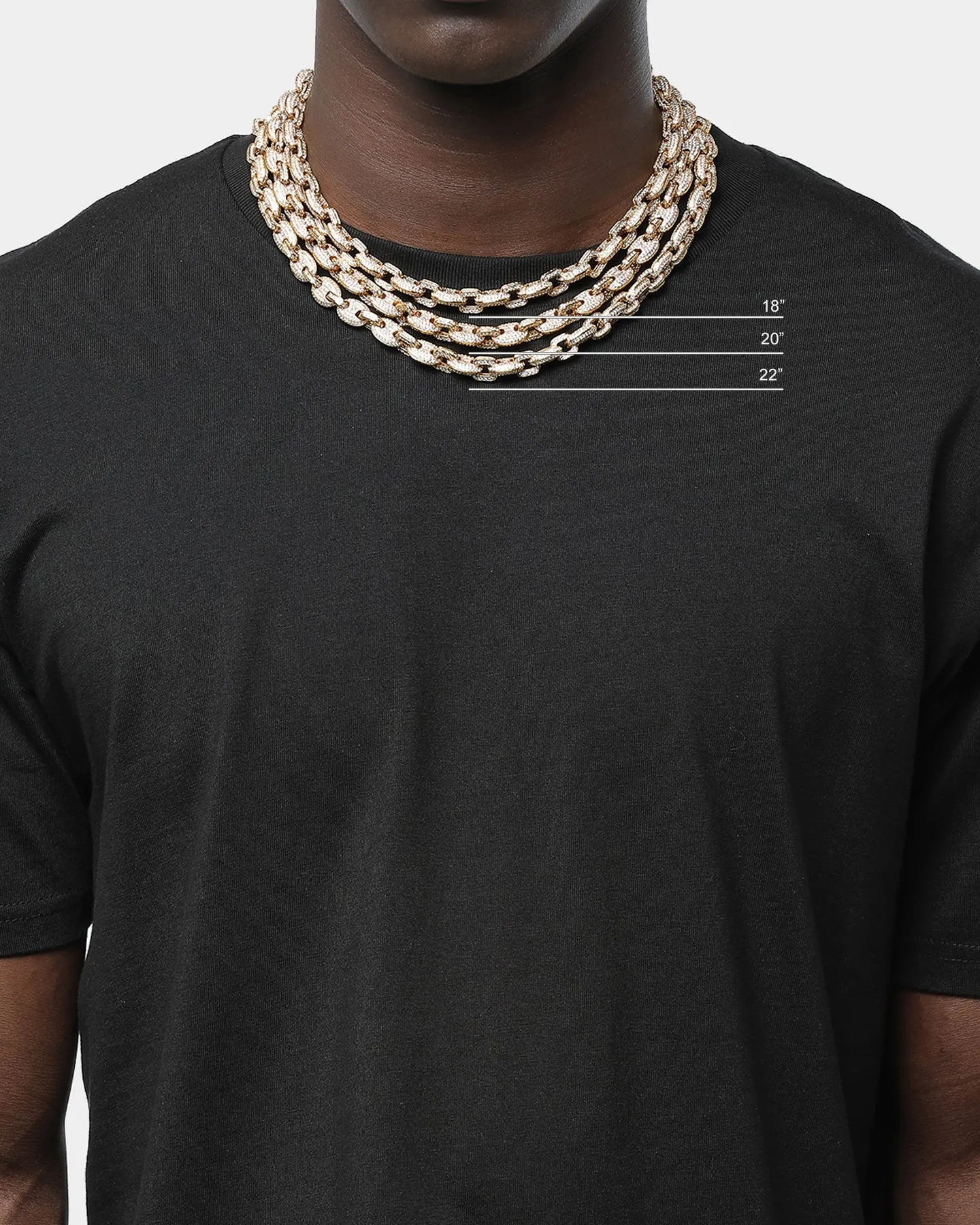 Saint Morta Guantlet Chain 18" Iced Gold