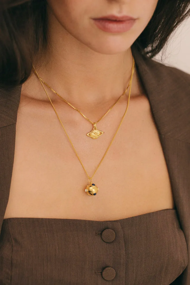 Saturn Necklace Gold Plated Wildthings Collectables