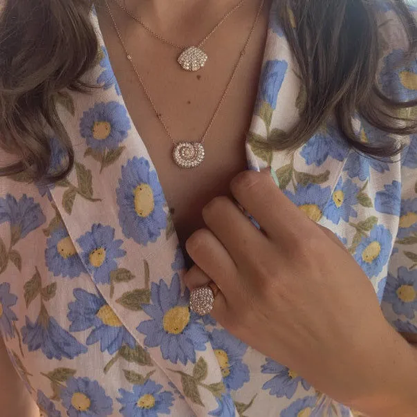 Seashell Dream 18K Gold, Rosegold or Whitegold Necklace w. Diamonds