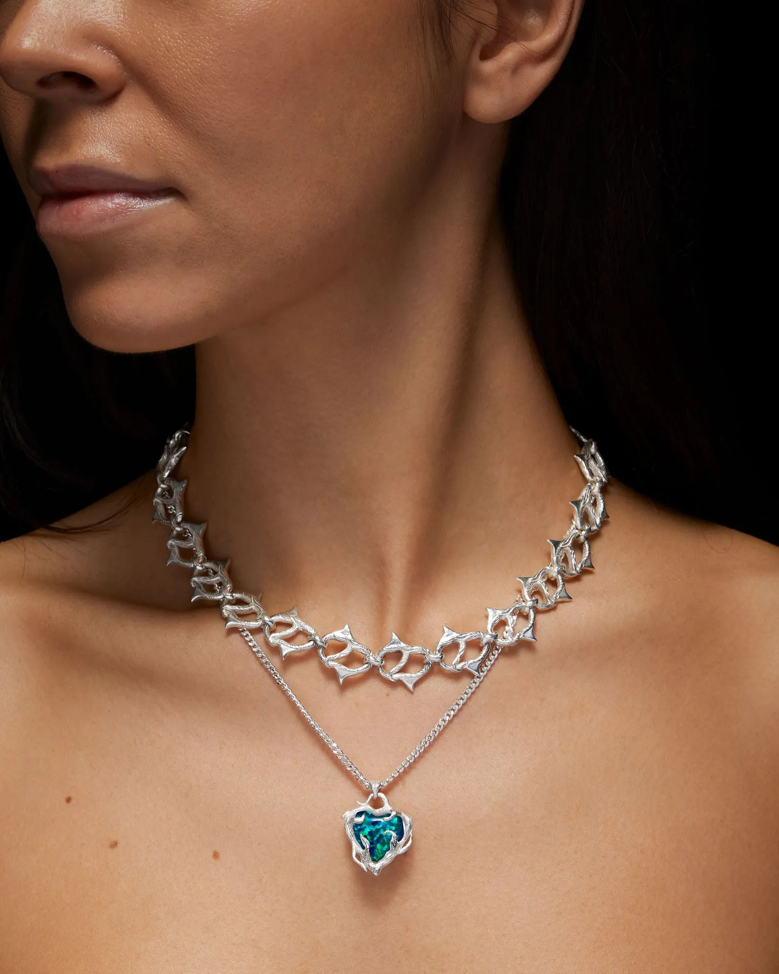 Secret Garden Silver Necklace w. Synthetic Opal