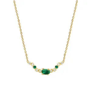 Seraphina Wing 18K Gold Necklace w. Emeralds & Diamonds
