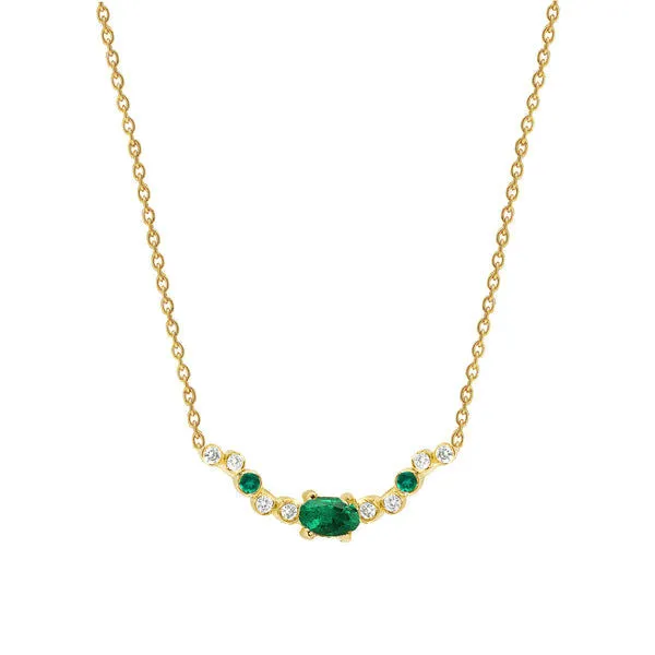 Seraphina Wing 18K Gold Necklace w. Emeralds & Diamonds