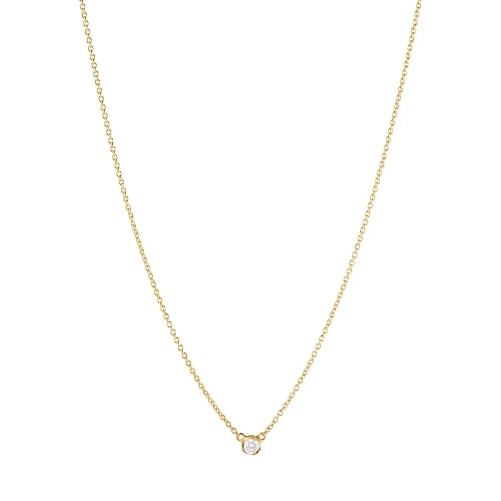 Signature Solitaire 18K Gold Necklace w. 0.05ct Diamond