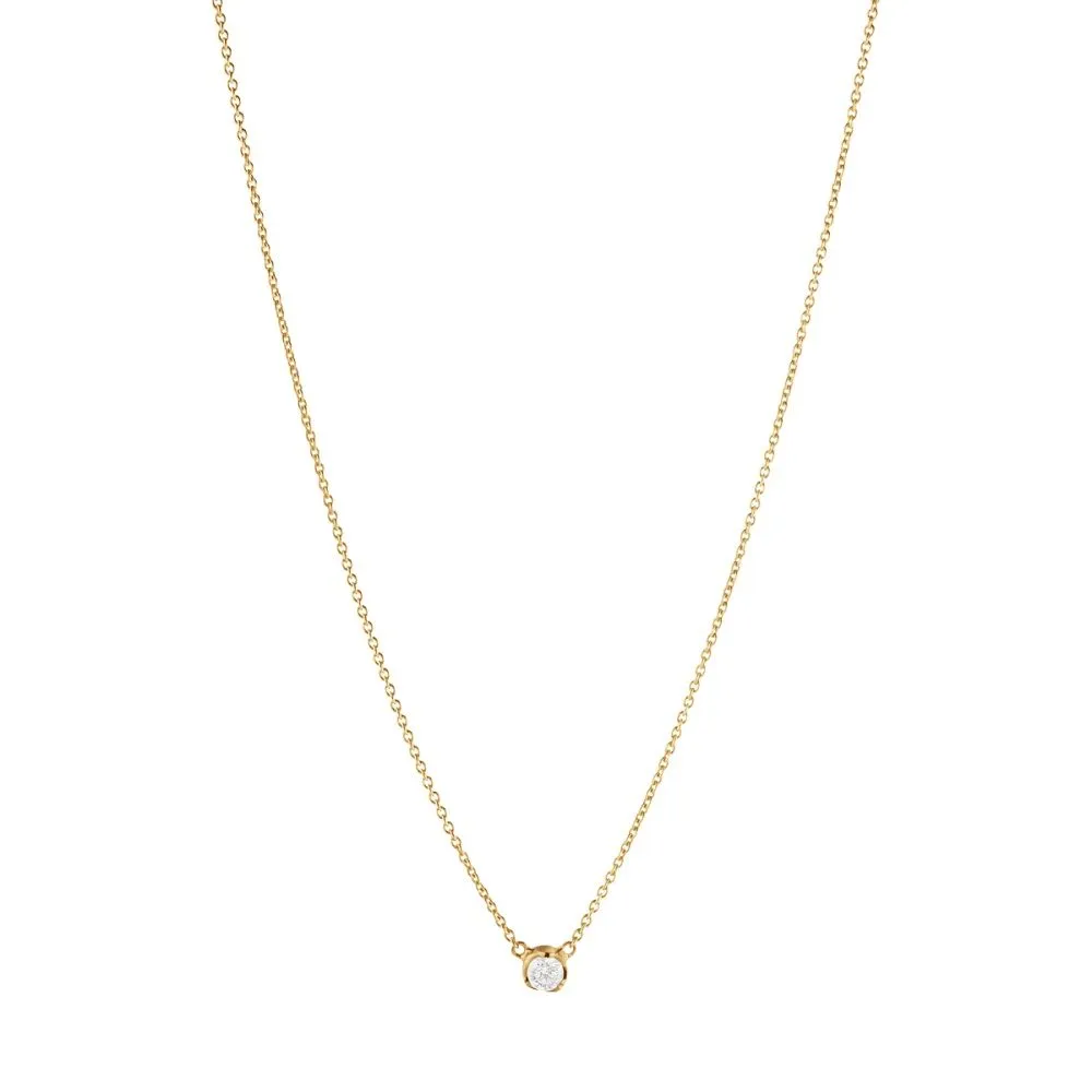Signature Solitaire 18K Gold Necklace w. 0.10ct Diamond