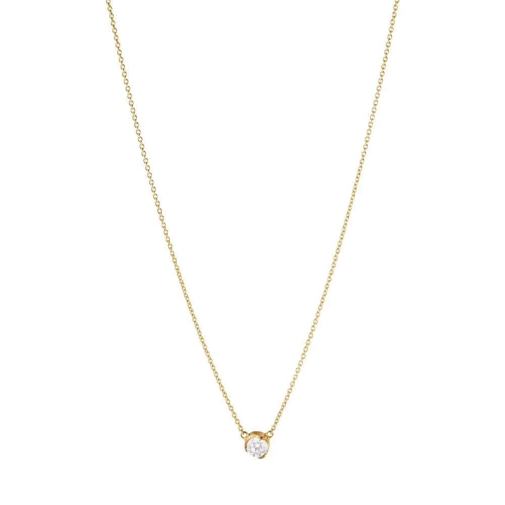 Signature Solitaire 18K Gold Necklace w. 0.20ct Diamond