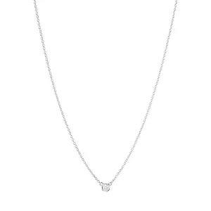 Signature Solitaire 18K White Gold Necklace w. 0.05ct Diamond