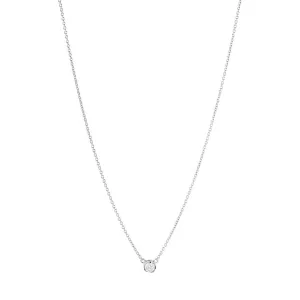 Signature Solitaire 18K White Gold Necklace w. 0.10ct Diamond