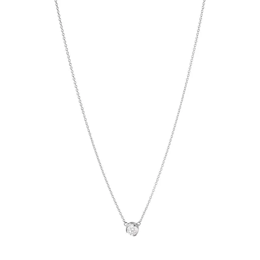 Signature Solitaire 18K White Gold Necklace w. 0.20ct Diamond