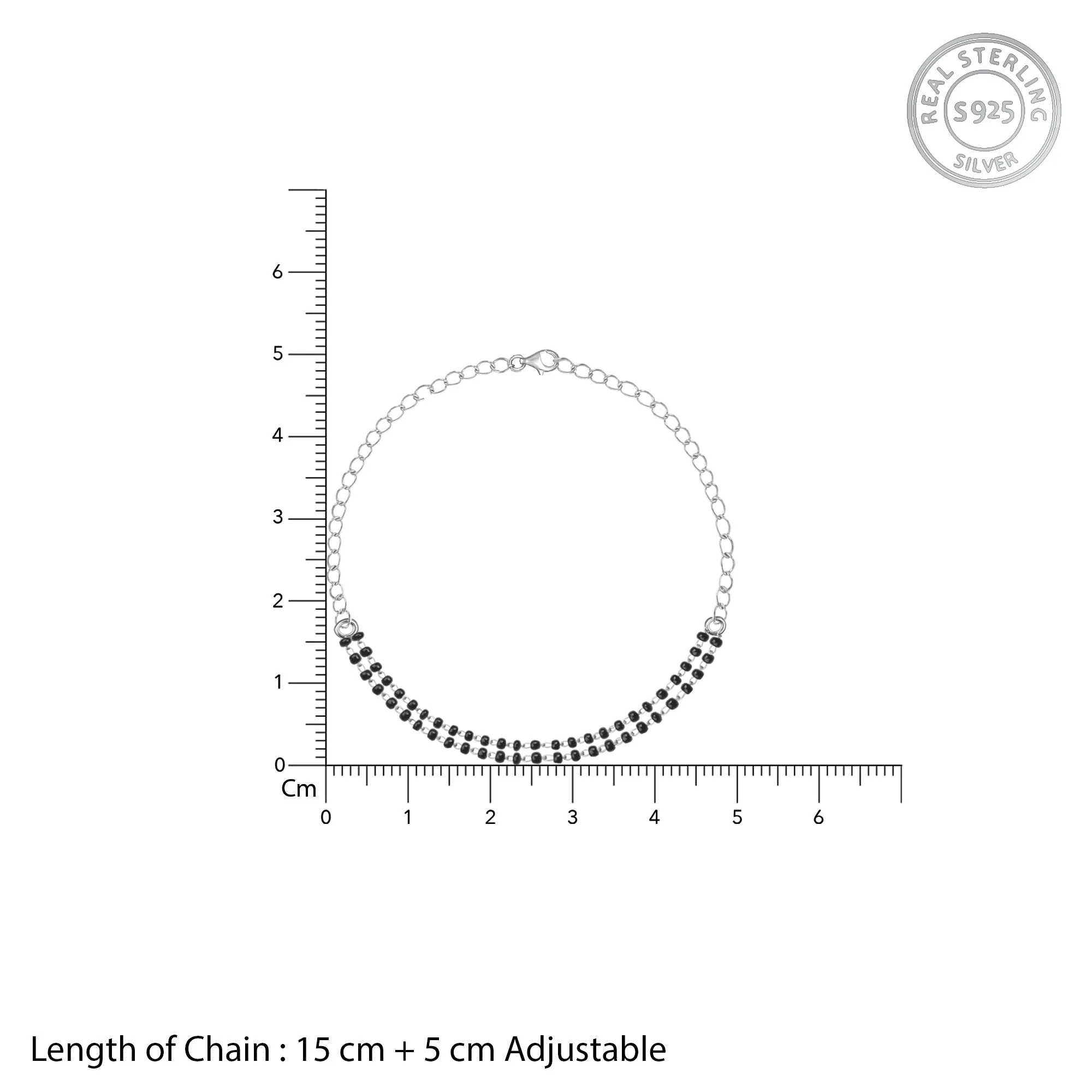 Silver Black Beads Bracelet Giva