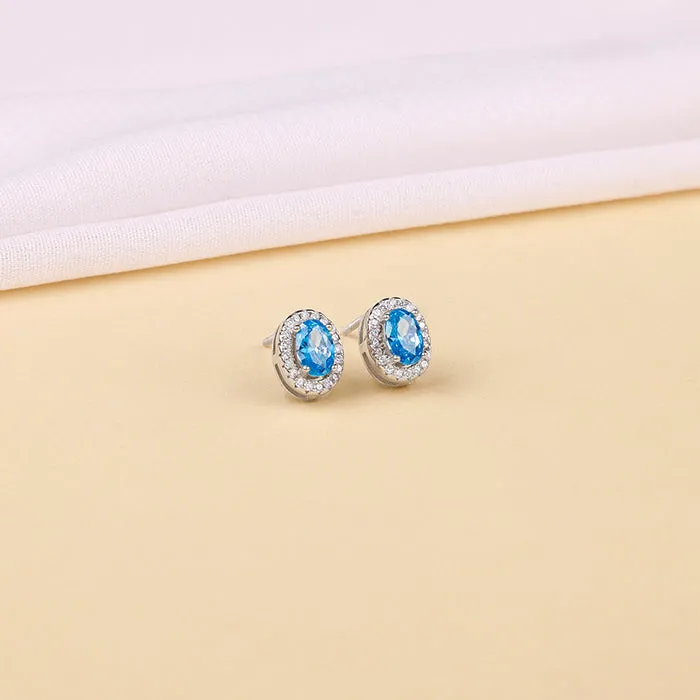 Silver Blue Dreams Studs Giva