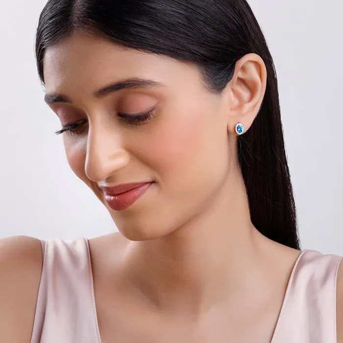 Silver Blue Dreams Studs Giva