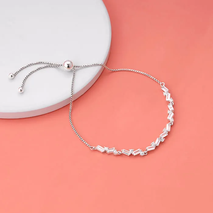 Silver Criss Cross Baguette Bracelet Giva