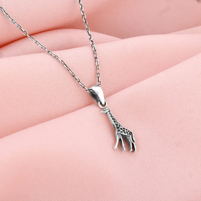 Silver Cute Giraffe Pendant with Link Chain Giva