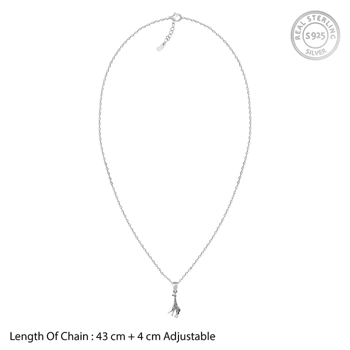 Silver Cute Giraffe Pendant with Link Chain Giva