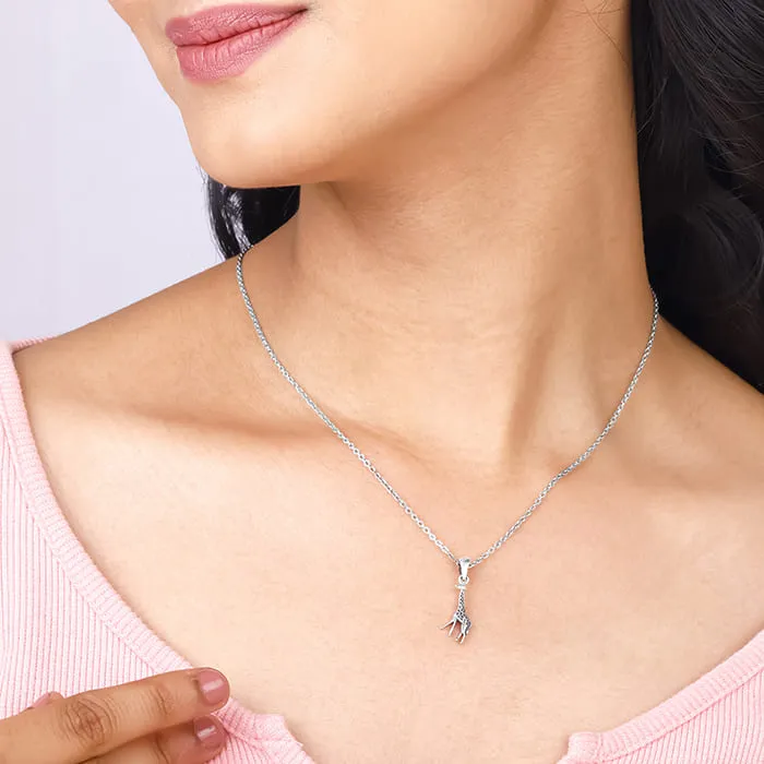 Silver Cute Giraffe Pendant with Link Chain Giva