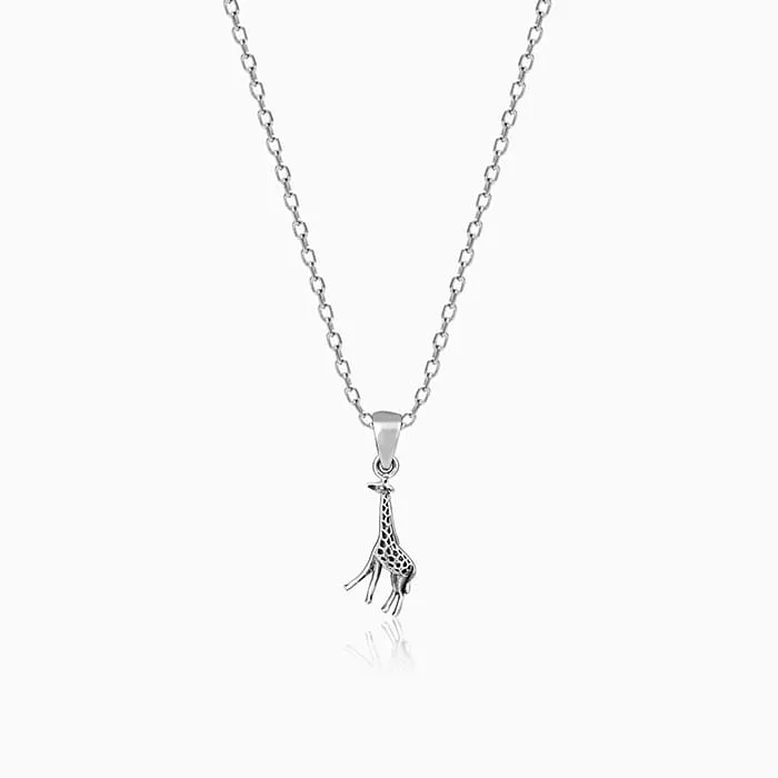 Silver Cute Giraffe Pendant with Link Chain Giva