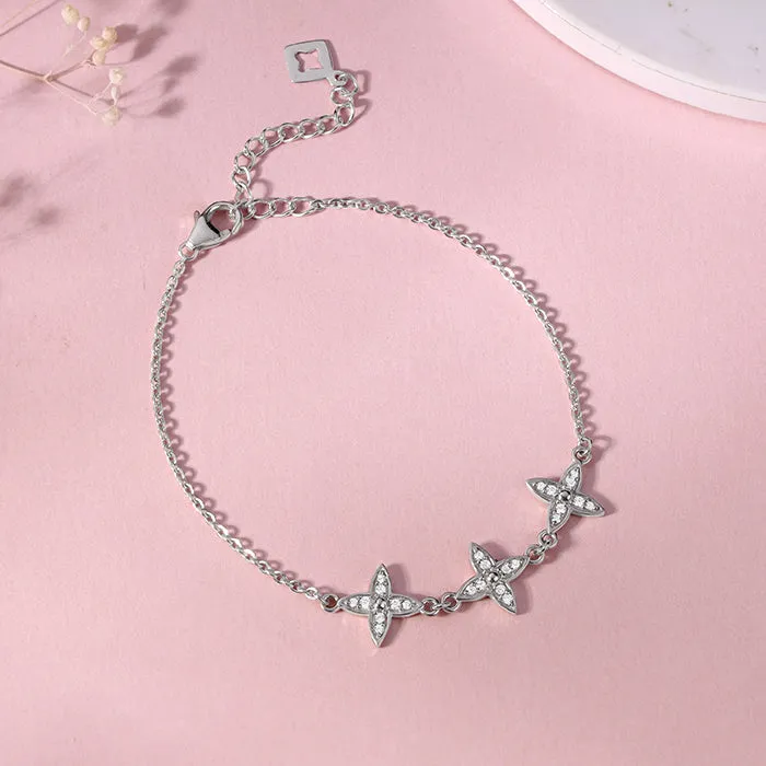 Silver Flower Sparkle Bracelet Giva