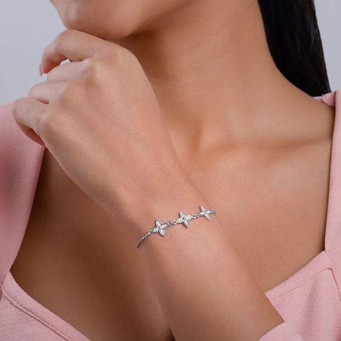 Silver Flower Sparkle Bracelet Giva