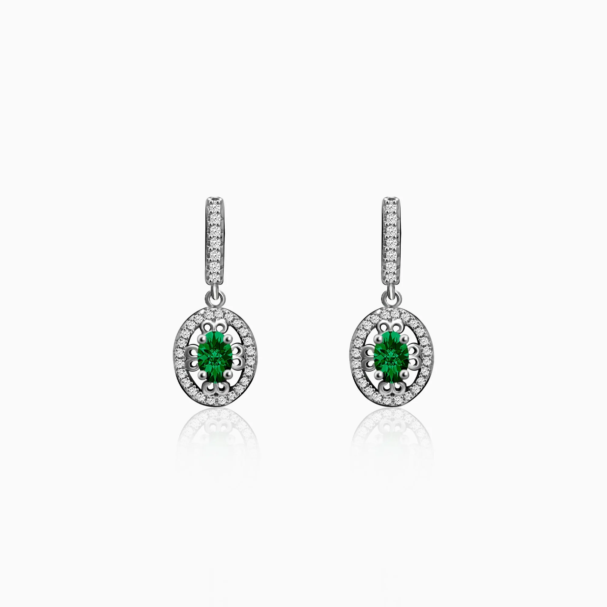 Silver Forest Green Drop Earrings Giva