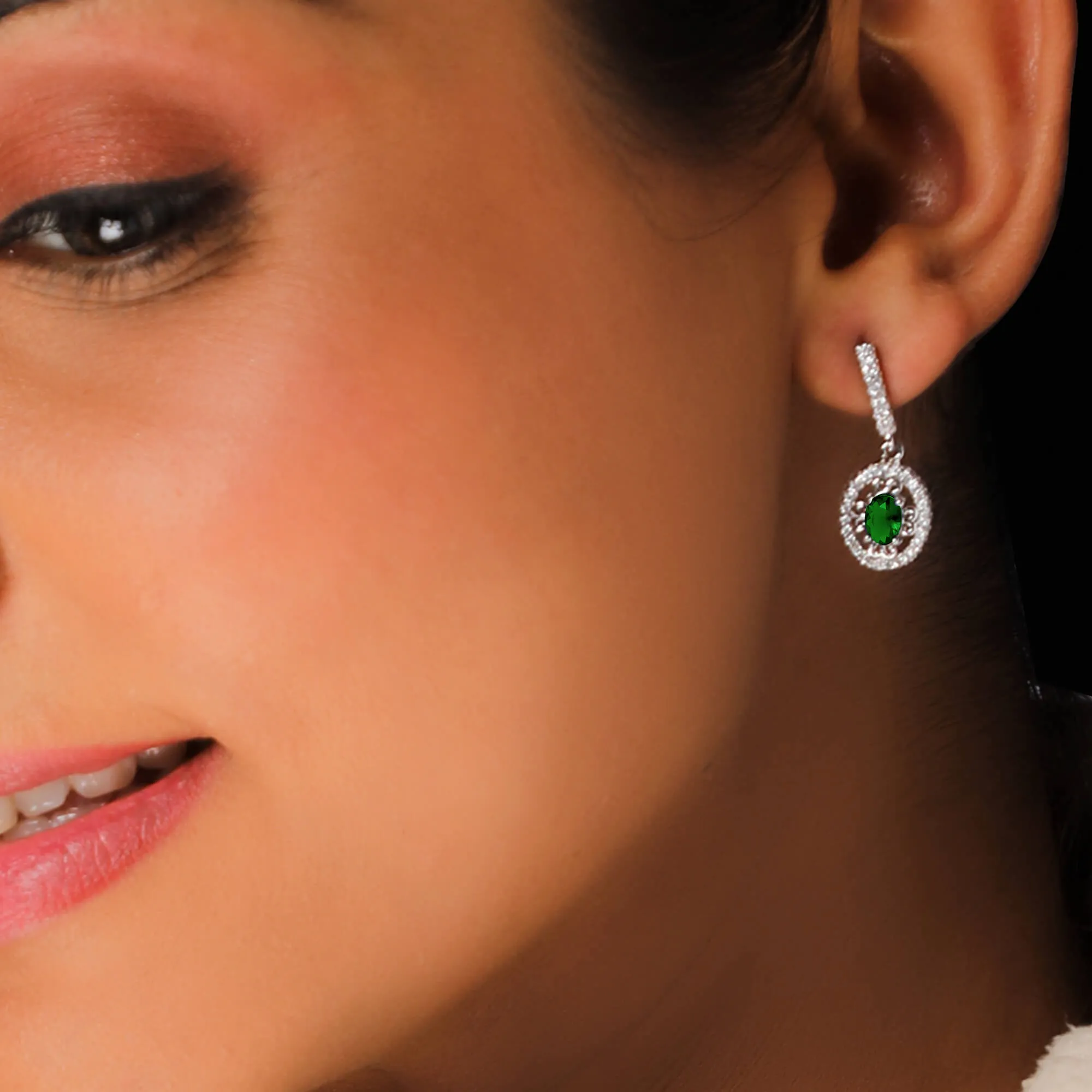 Silver Forest Green Drop Earrings Giva