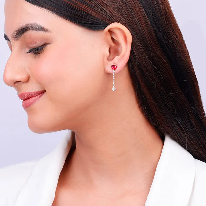 Silver Heart Drop Danglers Giva