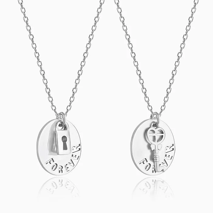 Silver Lock and Key Necklace for Couples Giva