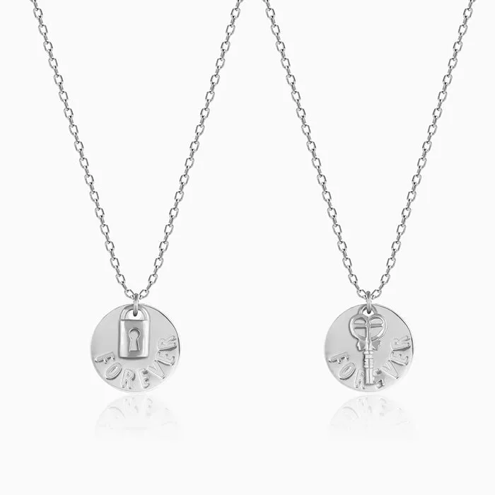 Silver Lock and Key Necklace for Couples Giva