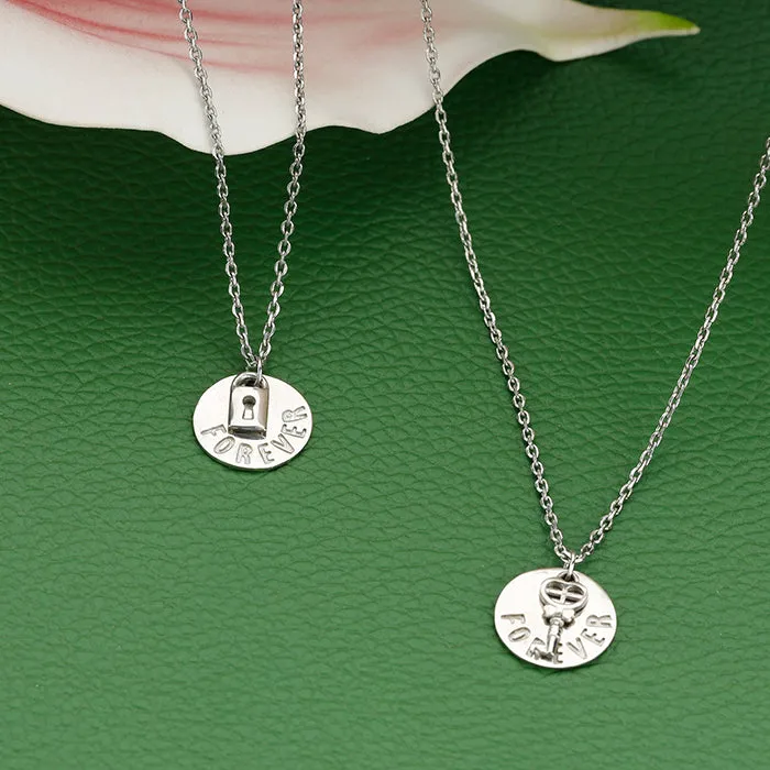 Silver Lock and Key Necklace for Couples Giva