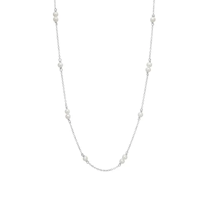 Silver Necklace w. Pearls