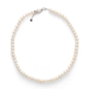 Silver Necklace w. White Pearls