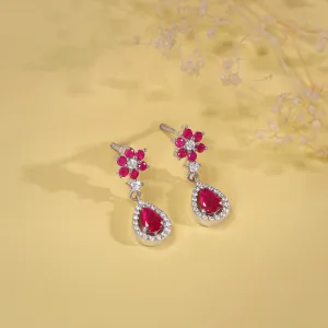 Silver Pink Flower Mini Drop Earrings Giva