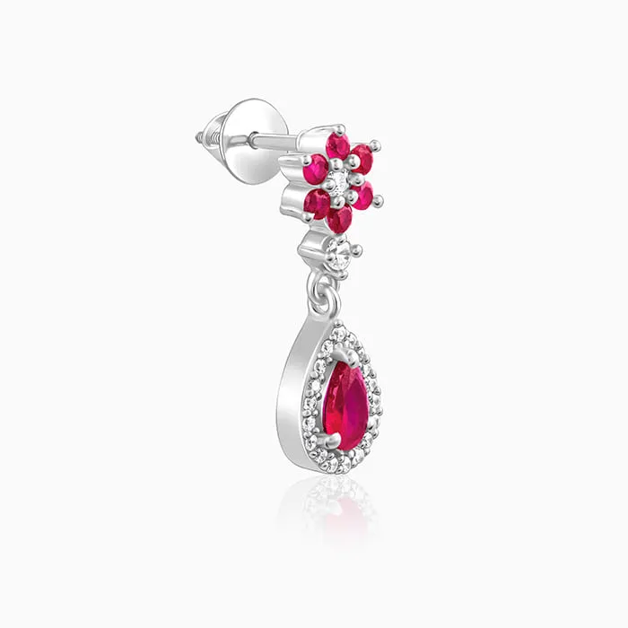 Silver Pink Flower Mini Drop Earrings Giva