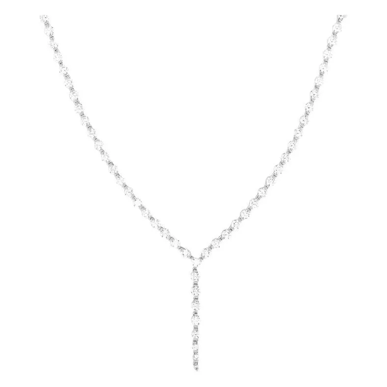 Silver She's an Icon Lariat Necklace in White Diamondettes