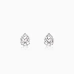 Silver Sparkle Drop Stud Earrings Giva