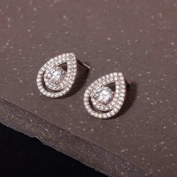 Silver Sparkle Drop Stud Earrings Giva