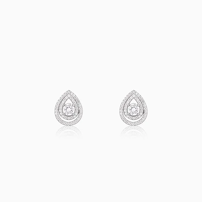 Silver Sparkle Drop Stud Earrings Giva