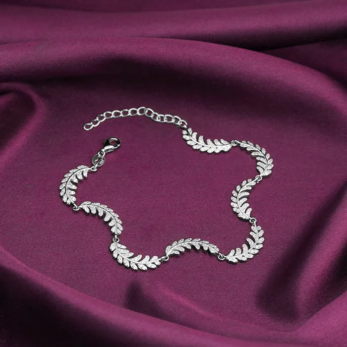 Silver Woven Leaf Bracelet Giva