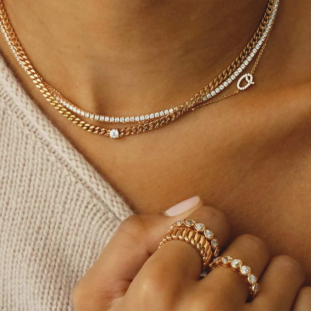 SINGLE DIAMOND INITIAL NECKLACE Anita Ko