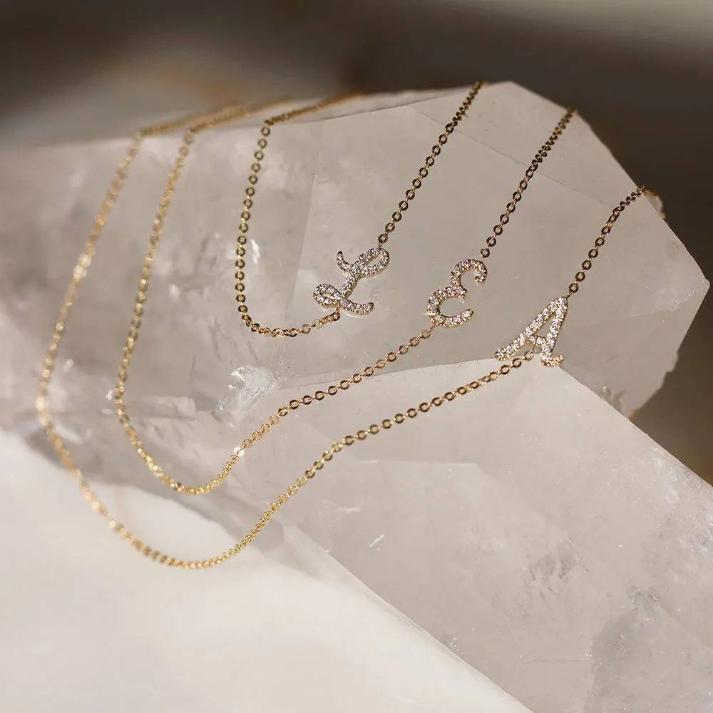 SINGLE DIAMOND INITIAL NECKLACE Anita Ko