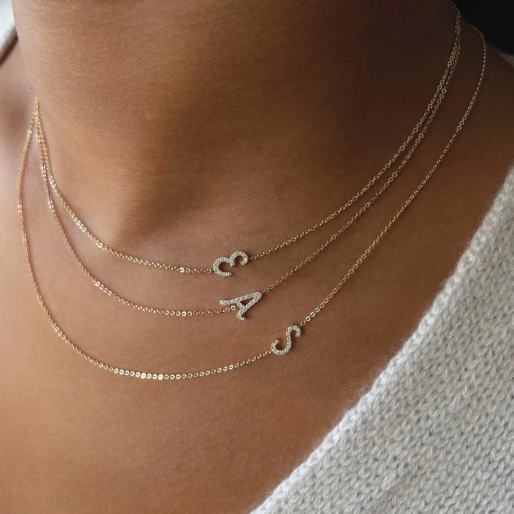 SINGLE DIAMOND INITIAL NECKLACE Anita Ko