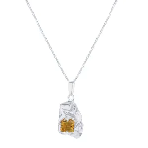 Single Entity Silver Necklace w. Orange Zirconia