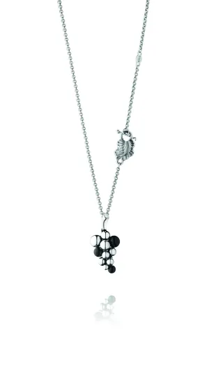 Small Black Moonlight Grapes Silver Necklace
